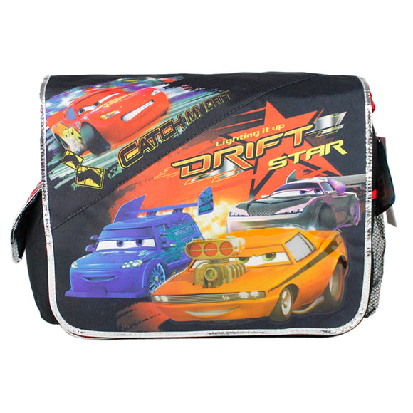 Cars Black Messenger Bag with 4 Cars on the Front 