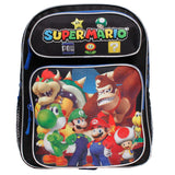 Nintendo Super Mario Medium 14" Black Backpack- Mario & Luigi