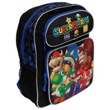 Nintendo Super Mario Medium 14" Black Backpack- Mario & Luigi